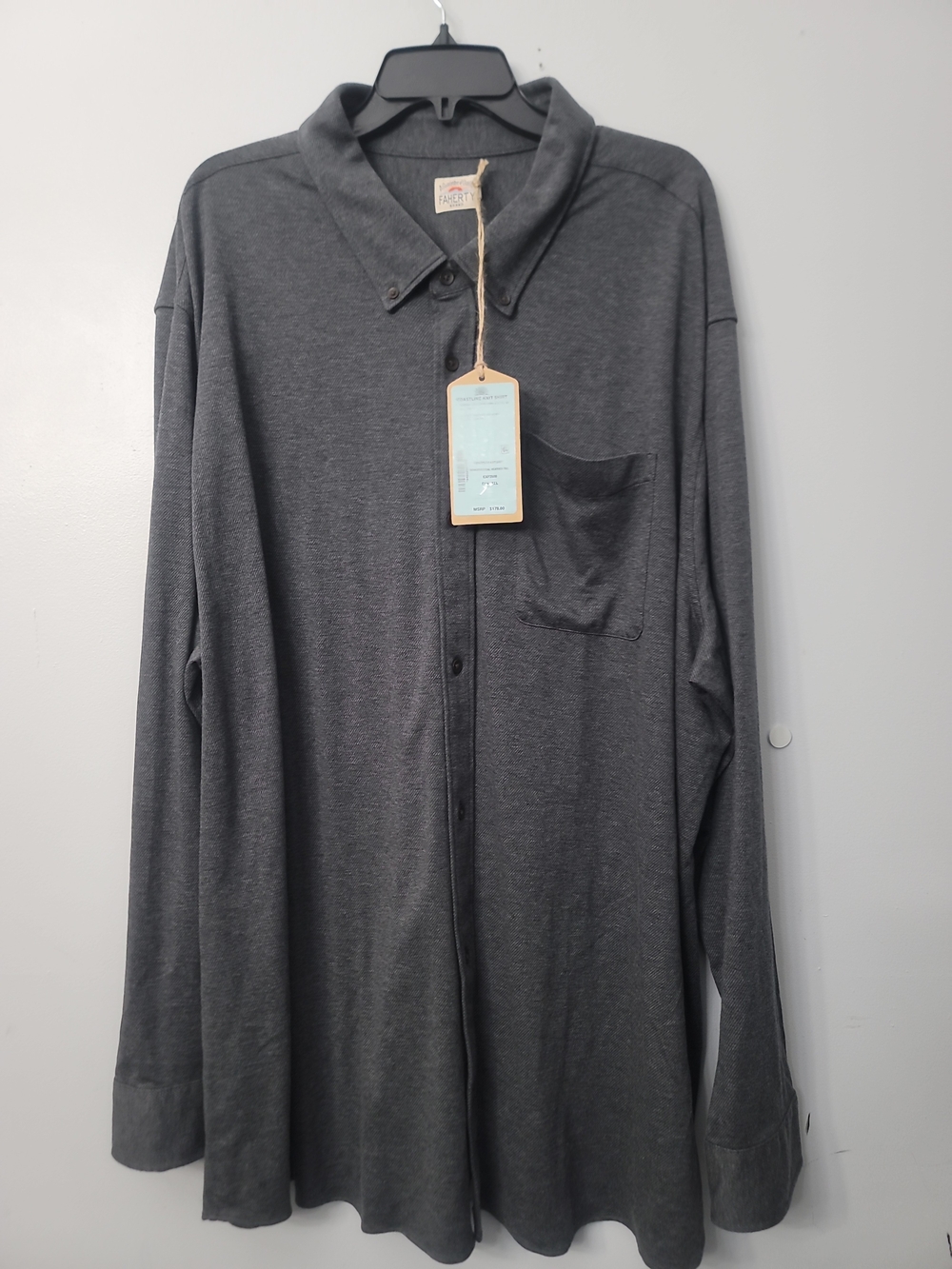 Faherty Coastline Knit Shirt - Charcoal Heather Twil